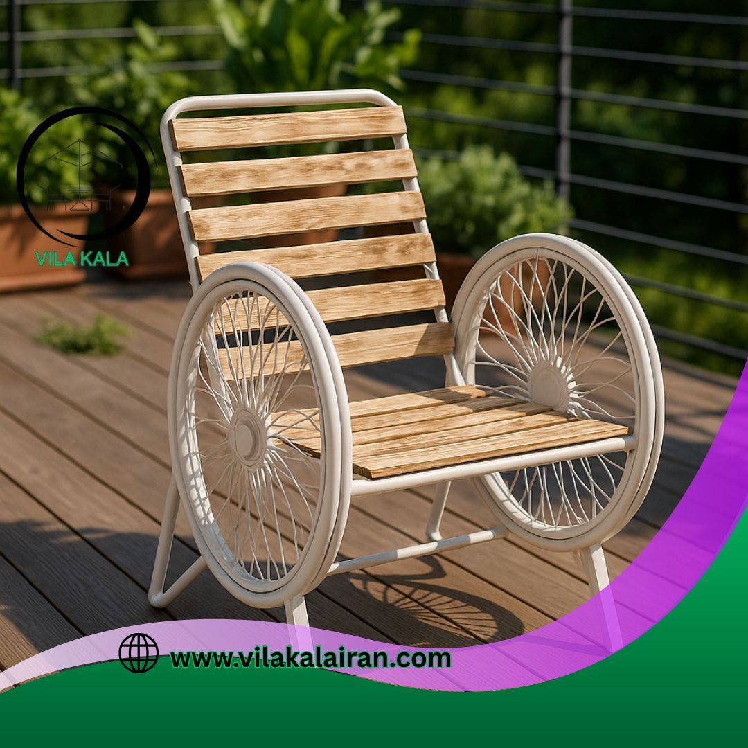 صندلی باغی گلبرگ مخلوط چوب و فلز